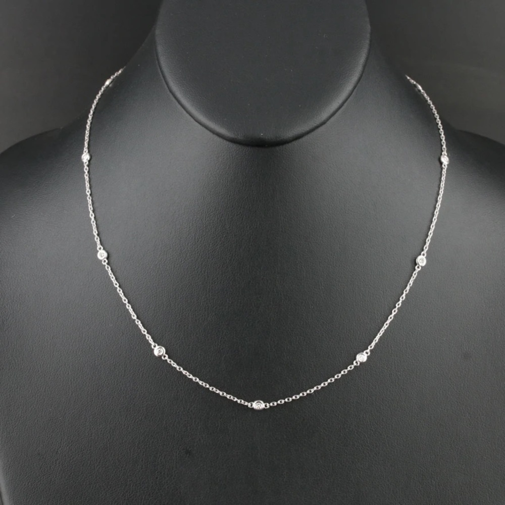14k Diamond Station Necklace .34ctw